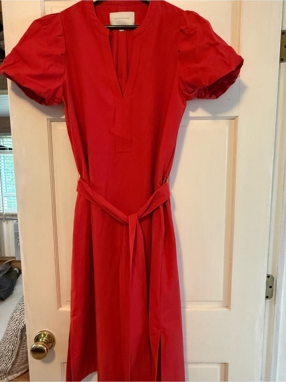 Brochu Walker Red V-Neck Tie-Waist Dress